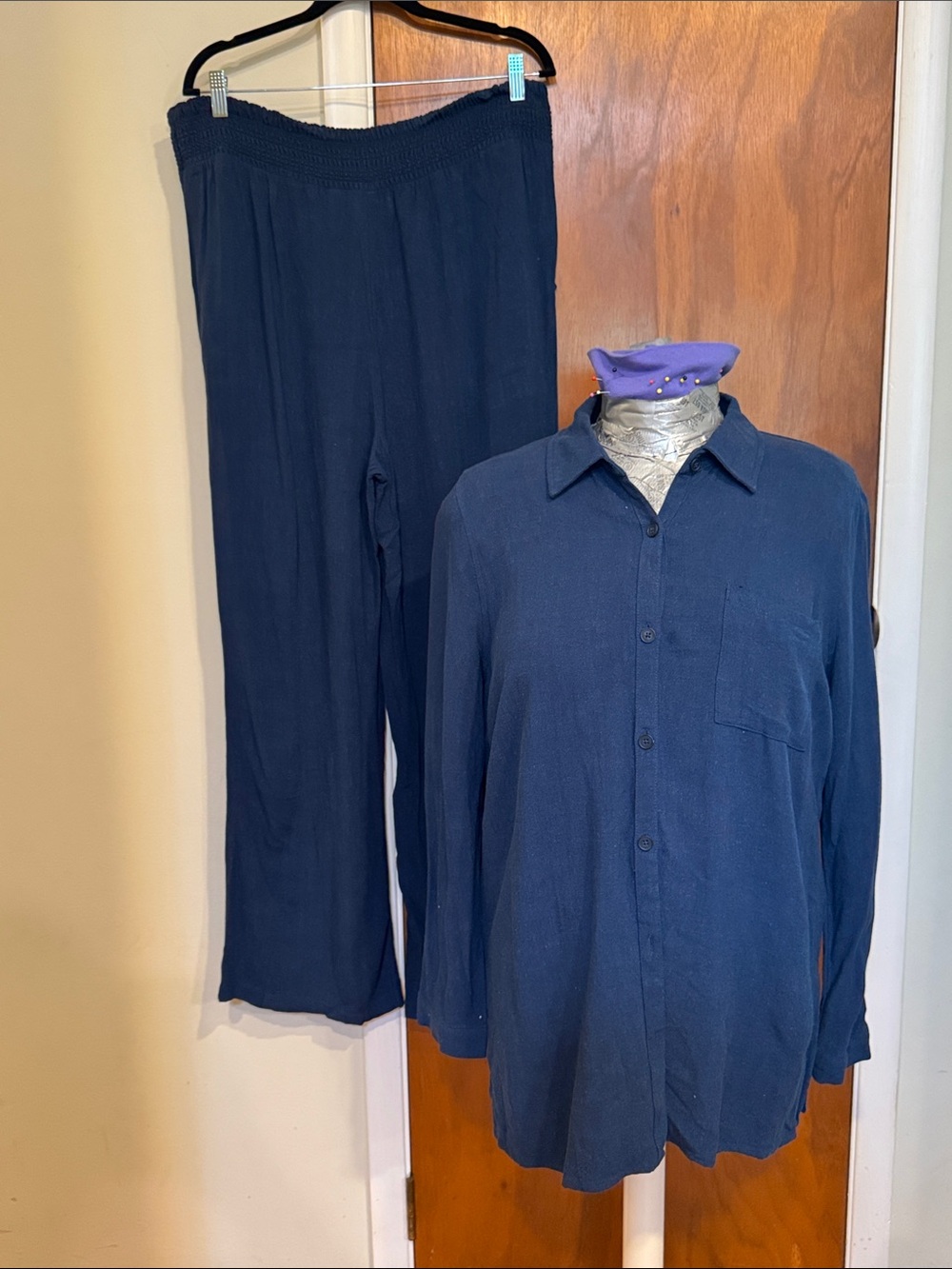 Belle by Kim Gravel Riviera Linen Two-Piece Set- Big Shirt and Full-Length Pants